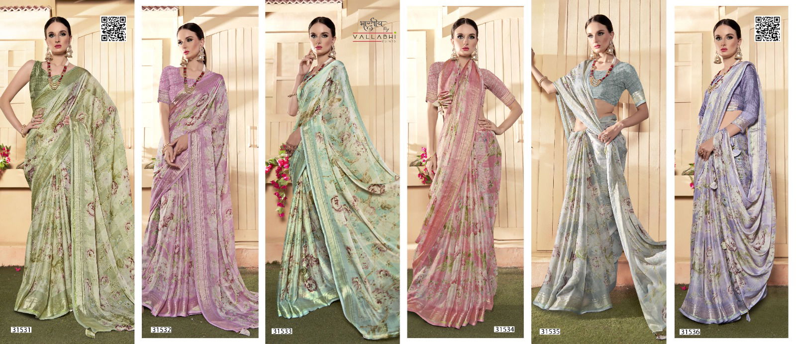 Brinda Vol 10 By Vallabhi Chiffon Printed Sarees Wholeale Market In Surat